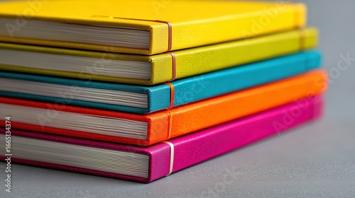 Wallpaper Mural Stack of colorful notebooks on gray surface with vibrant covers Torontodigital.ca
