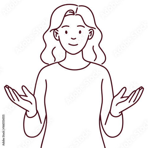Woman raises arms with confused look while standing in stuffy indoor environment on a hot day