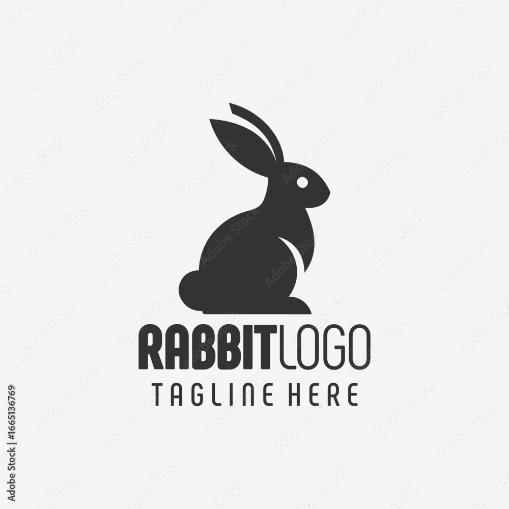 Fototapeta premium Fierce Rabbit Black White Logo
