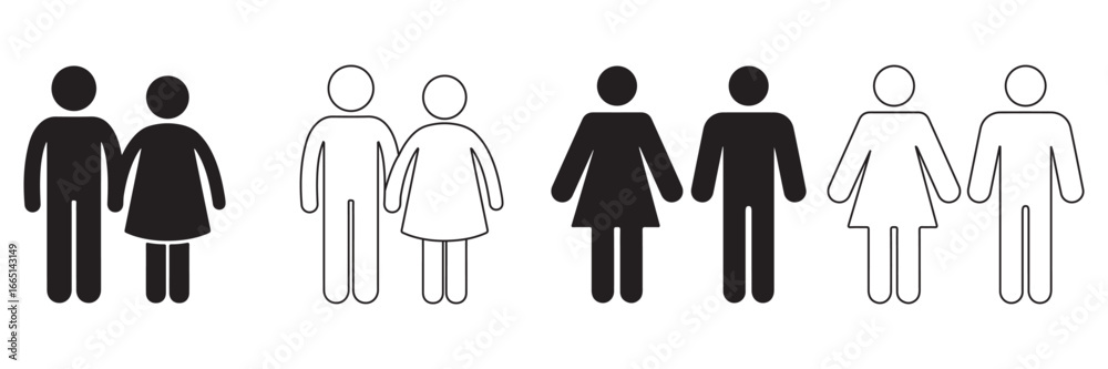 Man and Woman Vector Icon – Gender Silhouette Illustration for UI, Web, and Graphic Design Man and Woman Vector Icon – Gender Silhouette Illustration for UI, Web, and Graphic Design
