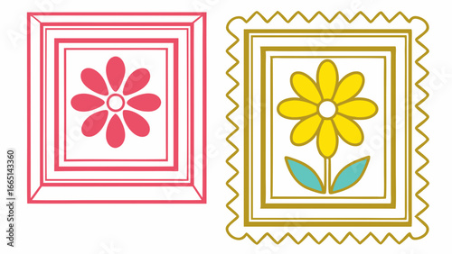 Vector artwork of floral-themed picture frames for decorative and artistic use
