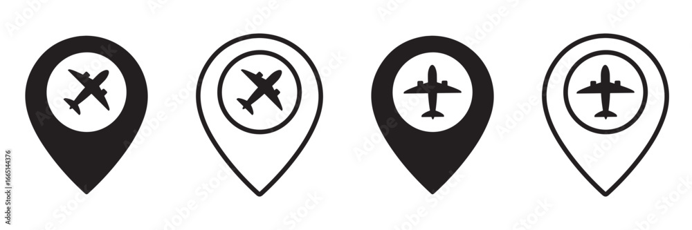Airport Location Pin Vector Icon – Airplane Travel Map Marker, Flight Destination and Navigation
Symbol on White Background Airport Location Pin Vector Icon – Airplane Travel Map Marker, Flight Destination and Navigation
Symbol on White Background