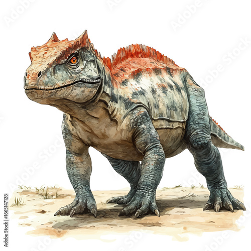 Carnotaurus, watercolor vector, isolated on a white background.