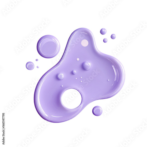 A stylized, lavender-purple blob, with  multiple, smaller,  round bubbles