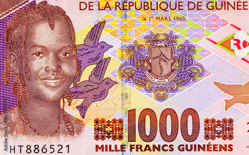 Photography 1000 Guinean Francs with a portrait of an African girl