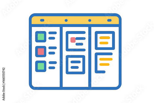 Task management board with colorful sections and notes task board layout