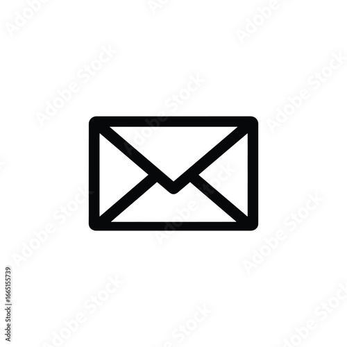 Simple black envelope icon for communication and mail