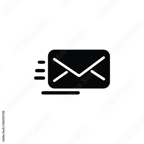 Simple black envelope icon for communication and mail