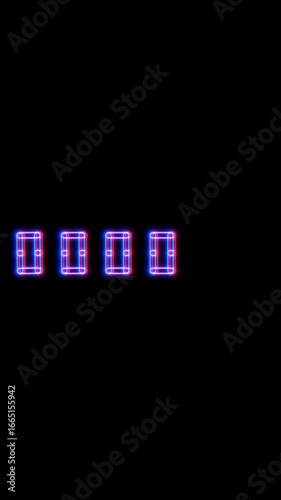 15 seconds digital countdown timer in neon style in 4K vertical video