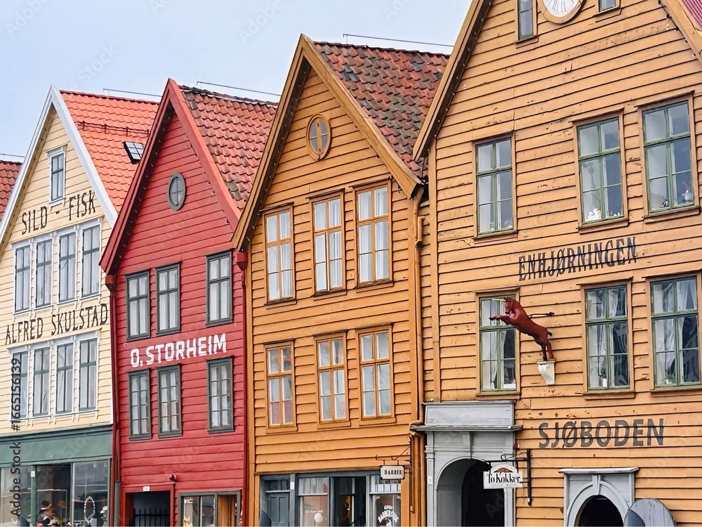 Fototapeta premium Casas de colores en la ciudad noruega de Bergen