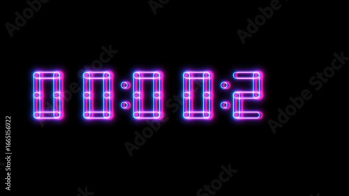 30 second digital countdown timer in neon style in 4K wide screen