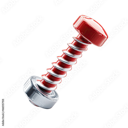 Shiny red and silver bolt isolated on black background