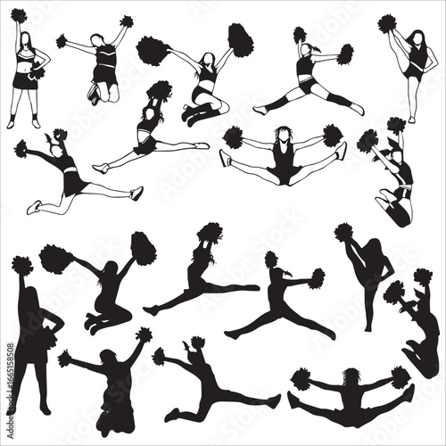 Cheerleader Silhouette Vector Collection