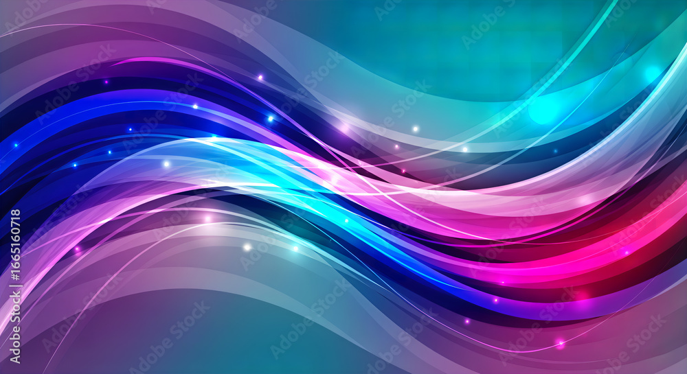 Fototapeta premium A vibrant abstract background with glowing, transparent ribbons.