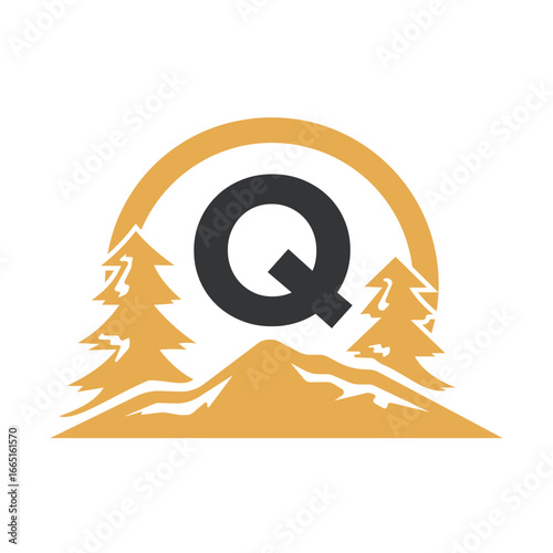 Initial Hiking Logo combine with letter Q vector template
