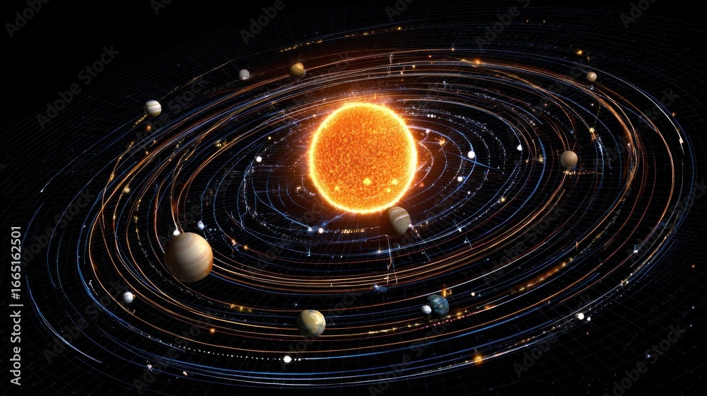 Obraz premium Solar system, orbital paths
