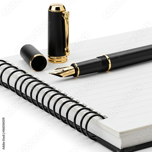 Pen And Notebook Placed Neatly On White Background