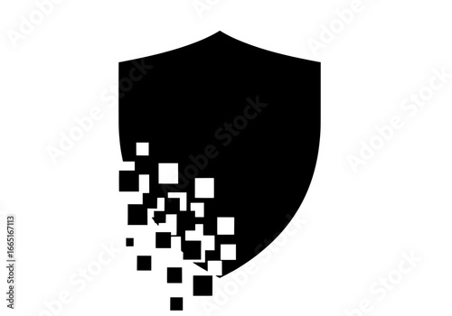 Ego Depletion Psychology Icon with a Disintegrating Shield Representing Loss of Willpower
