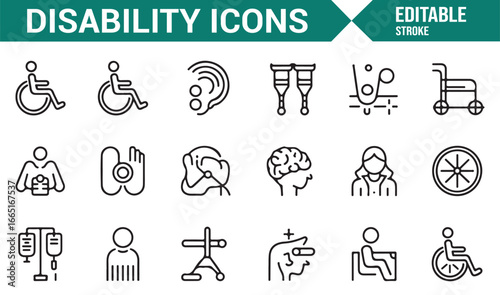 Icons for disabilities, accessibility, and assistive devices
