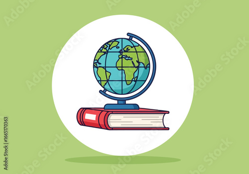 A globe on top of a closed book, representing education and the study of the world and its knowledge