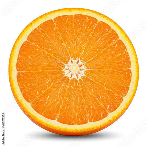 Fresh Orange Cut In Half Isolated On White Background