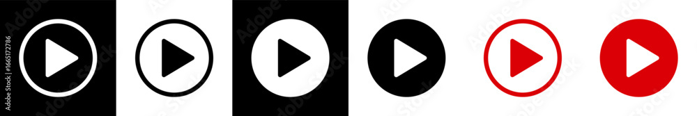 Play icon symbol set, music start sign, video play button signs isolated - vector Play icon symbol set, music start sign, video play button signs isolated - vector