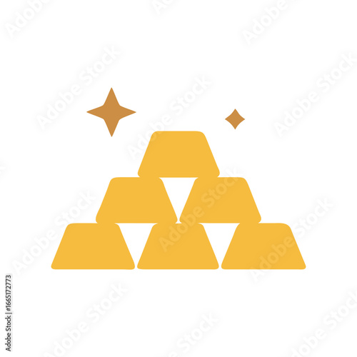 Golden Bars Pyramid with Sparkles, Wealth Symbol, Financial Resource