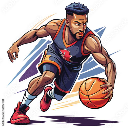 Basketball Player Dribbling Vector Design