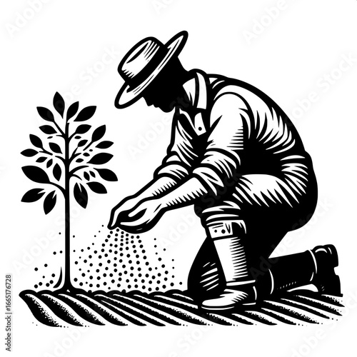Farmer Sowing Seeds by Hand