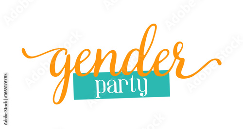 Card template with a multi-colored inscription. Vector illustration for gender reveal party