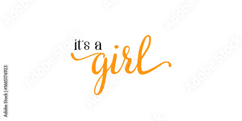 Card template with a multi-colored inscription. Vector illustration for gender reveal party