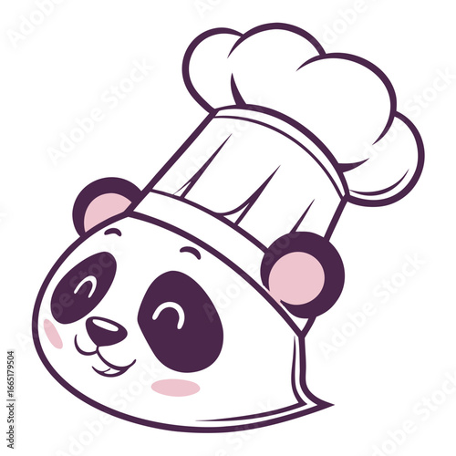 Kawaii Panda Chef Mascot Logo Vector, Cute Food Brand Icon