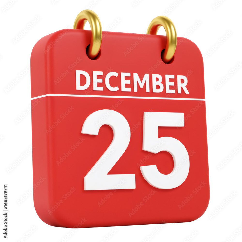 Fototapeta premium 3D Red Christmas Calendar December 25th