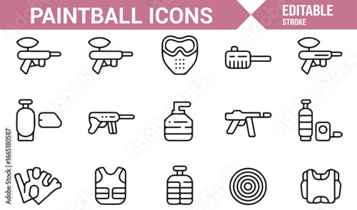 Editable icons for paintball players and sports activities