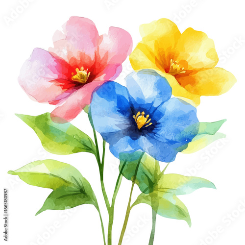 Abstract Floral Spring, watercolor illustration vector, isolated on a white background.