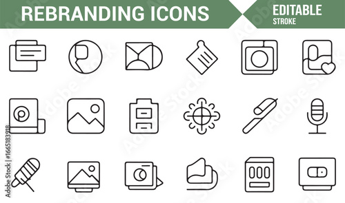 Editable rebranding and marketing icons for business use