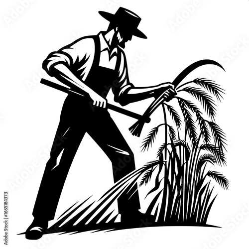 Farmer Harvesting Wheat