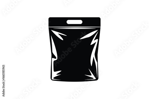 Black and White Illustration of a Plastic Packaging Bag