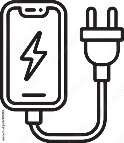 Smartphone charging with a wall adapter and cable icon
