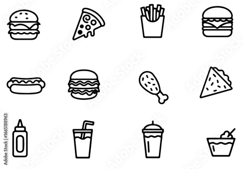 fast food icon set