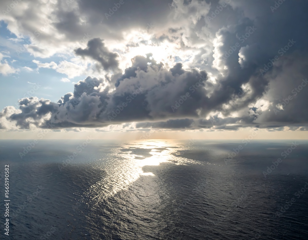 Obraz premium Cloudy sky over a calm ocean