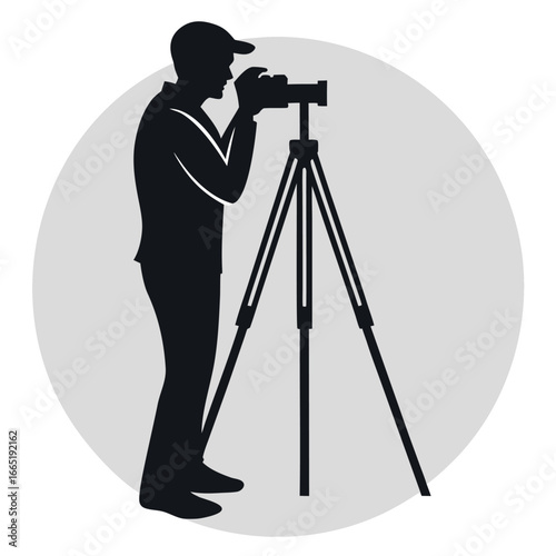 Surveyor with Tripod – Land Measurement Vector