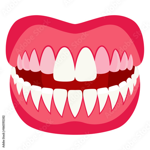 Healthy, clean and bright teeth smile with missing tooth in mouth, perfect for dental clinic, hygiene education, or promoting oral care with a cheerful, inviting design