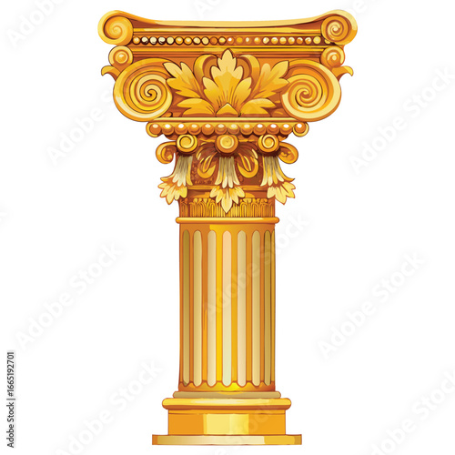 Golden and Decorative Pillar Vector Design