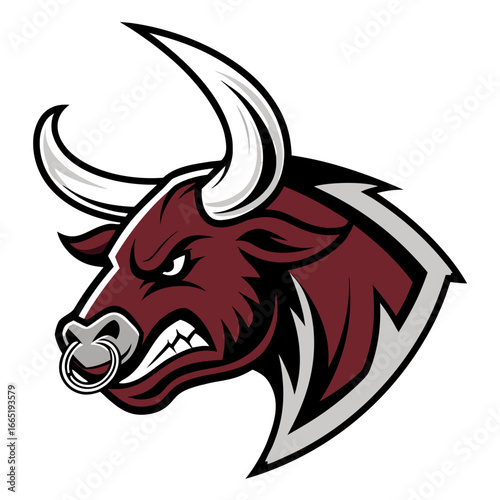 Bull Mascot Logo Vector, Aggressive Horned Esports Head Transparent