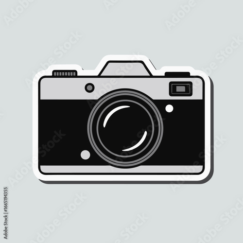 Illustration of a classic camera with lens, viewfinder and buttons, perfect for photography, art, or design projects isolated on white background