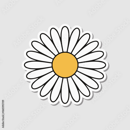 A simple daisy flower sticker with white petals and a yellow center, perfect for adding a touch of nature to any design