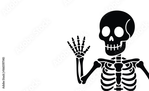 Friendly skeleton waving hello for Halloween designs, spooky themes, and creative projects