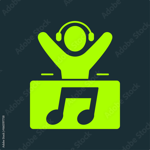 DJ Party trendy useful vector Illustration design beautiful colorful green background