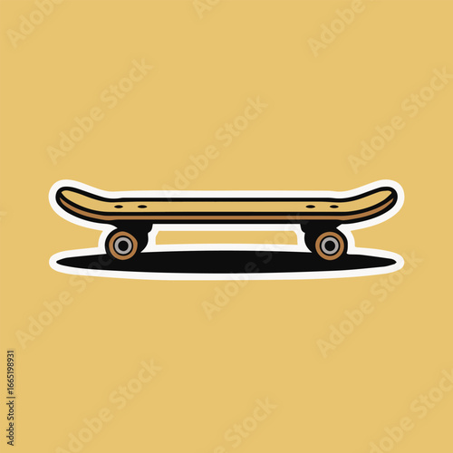 Skateboard illustration, a classic skateboarding icon for extreme sports, urban culture, and youth lifestyle designs, perfect for skate park and street art projects
